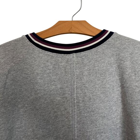 NWT Anthropologie Pilcro Crewneck Niki Bubble Sweatshirt Grey Varsity Ribbed Hem - Picture 5 of 10